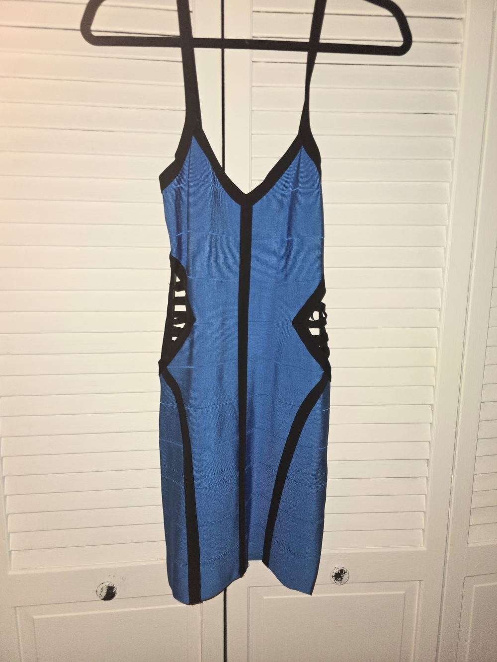 Arden B Blue Mini Dress with Black Trim